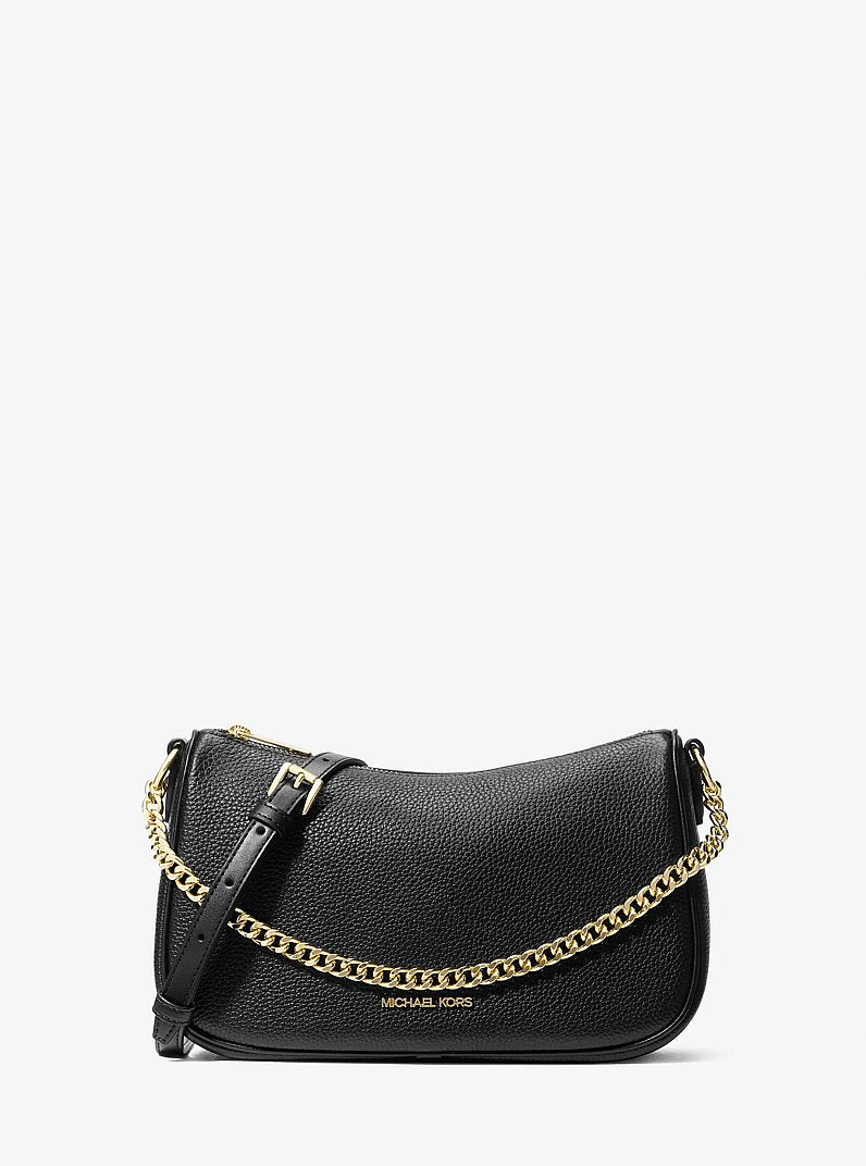 Michael Kors Carmela Medium Pebbled Leather Convertible Crossbody Bag en Powder Blush — vista frontal | Original Export