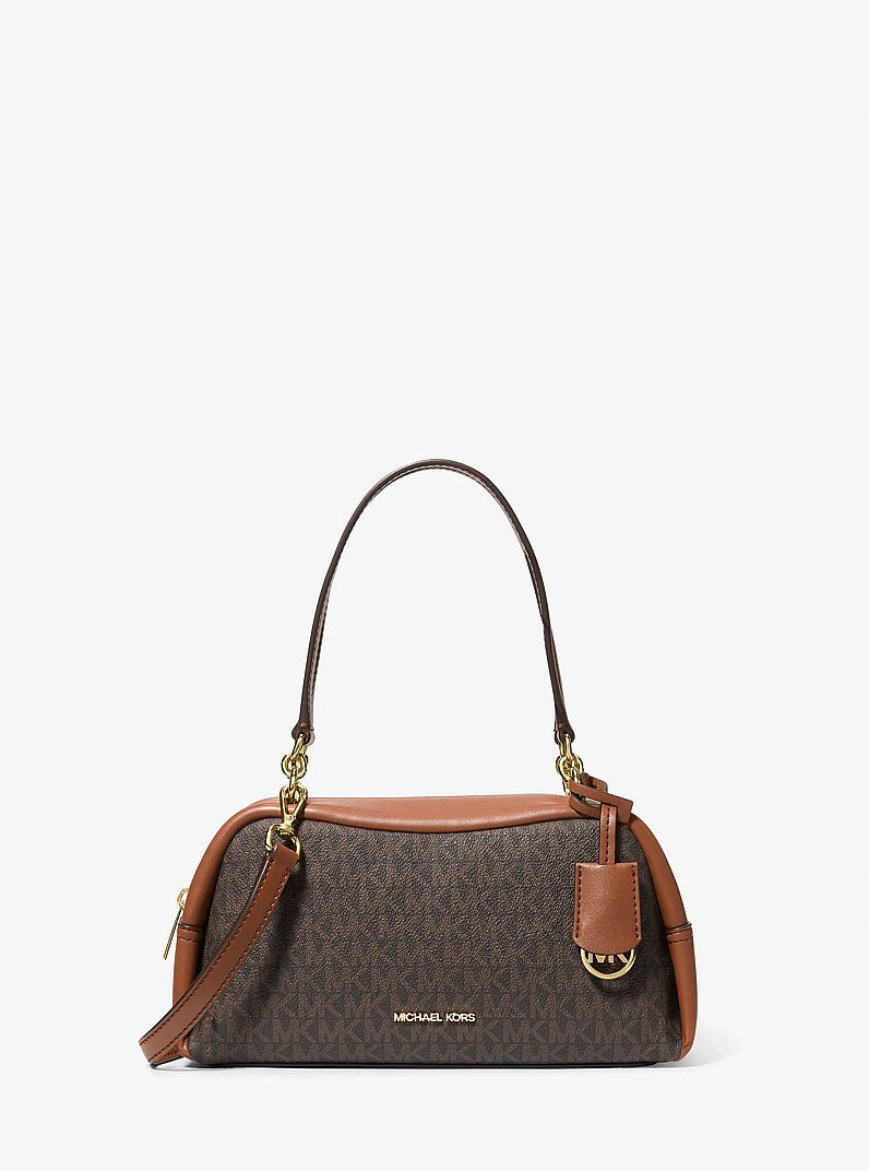Cecily Small Signature Logo Shoulder Bag in BROWN