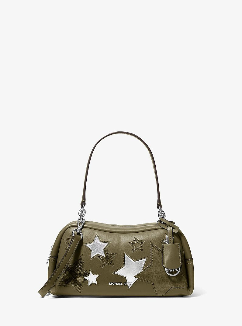 Michael Kors Cecily Small Embellished Shoulder Bag en Olive — vista frontal | Original Export