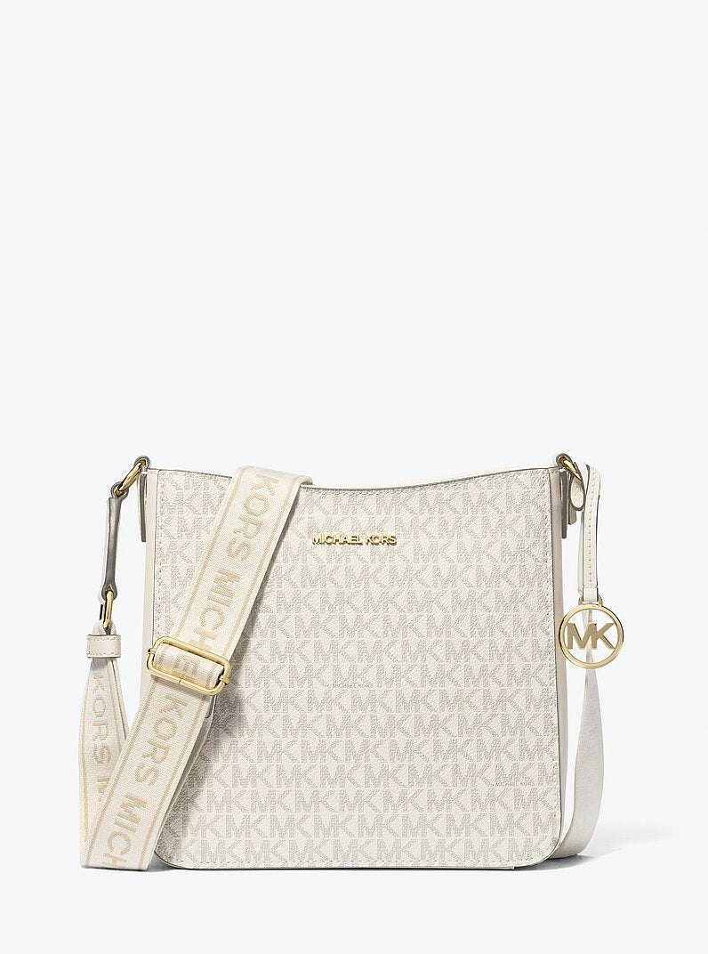 Michael Kors Jet Set Travel Small Signature Logo Messenger Bag en Lt Crm Multi — vista frontal | Original Export