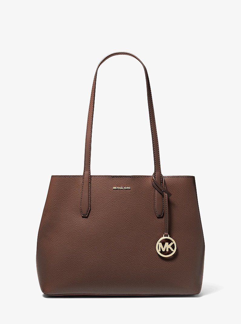 Michael Kors Avalon Medium Pebbled Leather Tote Bag en Nutmeg — vista frontal | Original Export