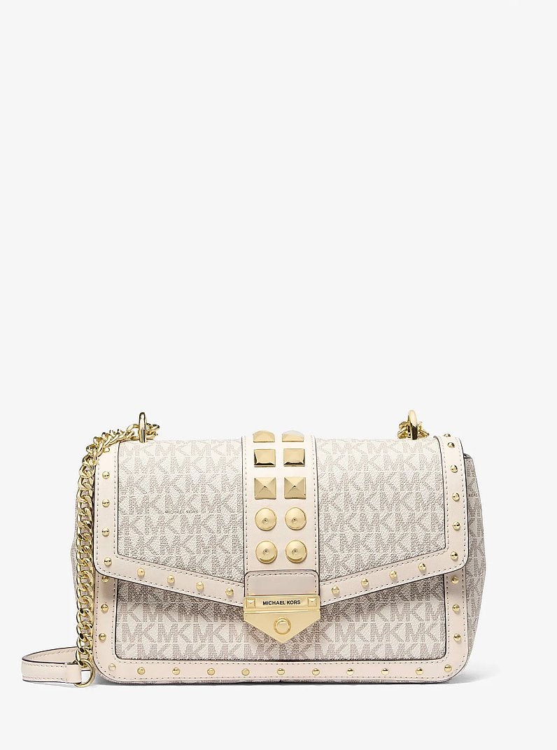 Michael Kors Soho Large Studded Signature Logo Shoulder Bag en Lt Crm Multi — vista frontal | Original Export