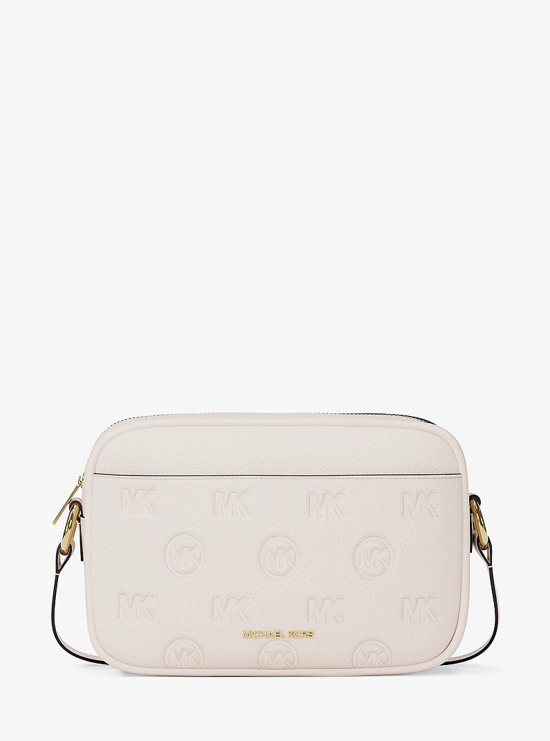 Jet Set Travel Large Logo Debossed Camera Crossbody Bag in LT CREAM | Michael Kors