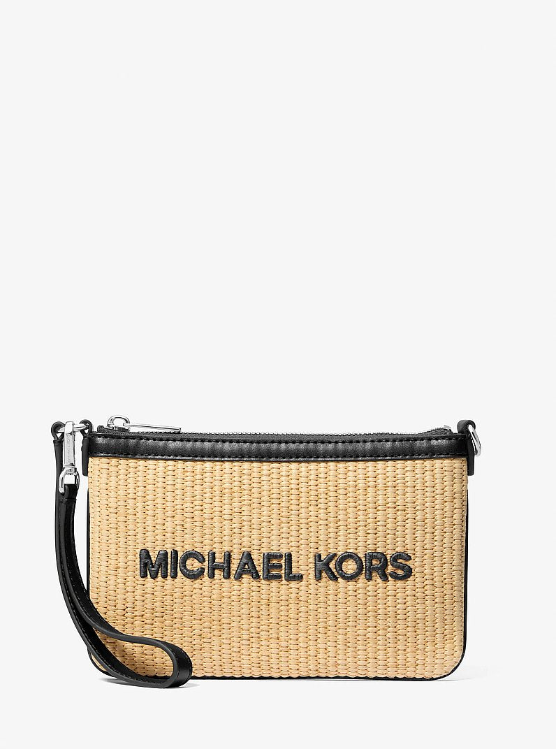 Carteira de Pulso Michael Kors Jet Set Travel Small Woven Wristlet, Trançado, cor Preto, vista frontal | Original Exports