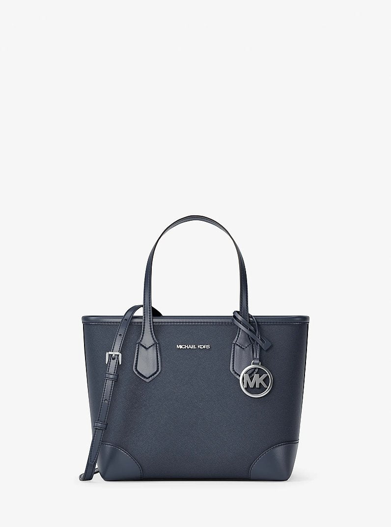 Michael Kors Eva Extra-Small Saffiano Leather Convertible Tote Bag en Navy — vista frontal | Original Export