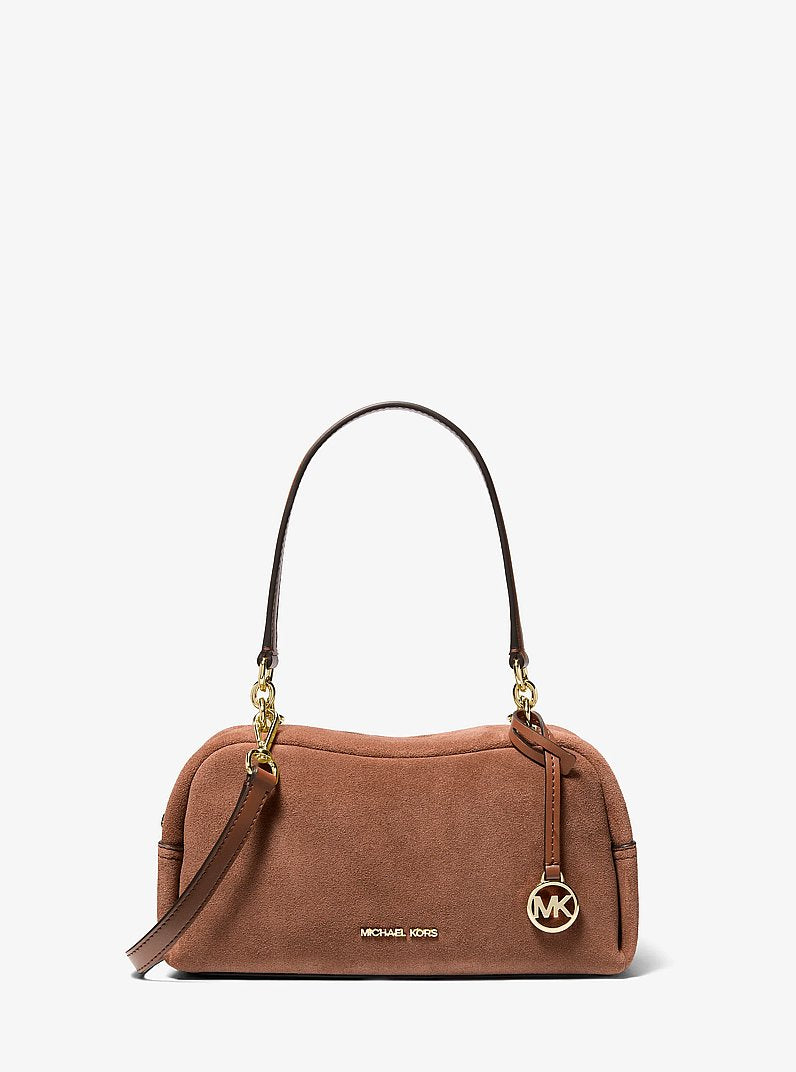Cecily Small Suede Shoulder Bag in POWDER BLUSH