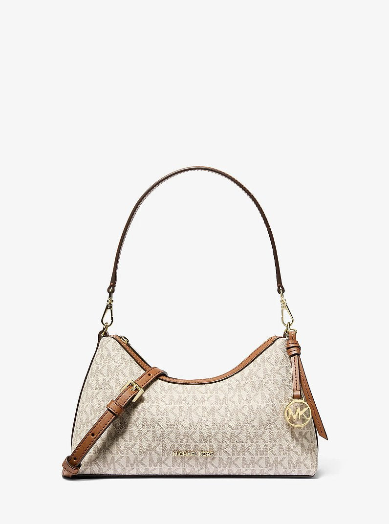 Michael Kors Sammy Small Signature Logo Convertible Crossbody Bag en Brown — vista frontal | Original Export
