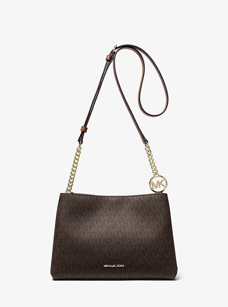 Michael Kors Christina Small Signature Logo Crossbody Bag en Denim — vista frontal | Original Export
