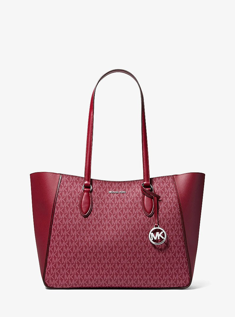 Michael Kors Jet Set Travel Large 3-in-1 Signature Logo Tote Bag en Black — vista frontal | Original Export