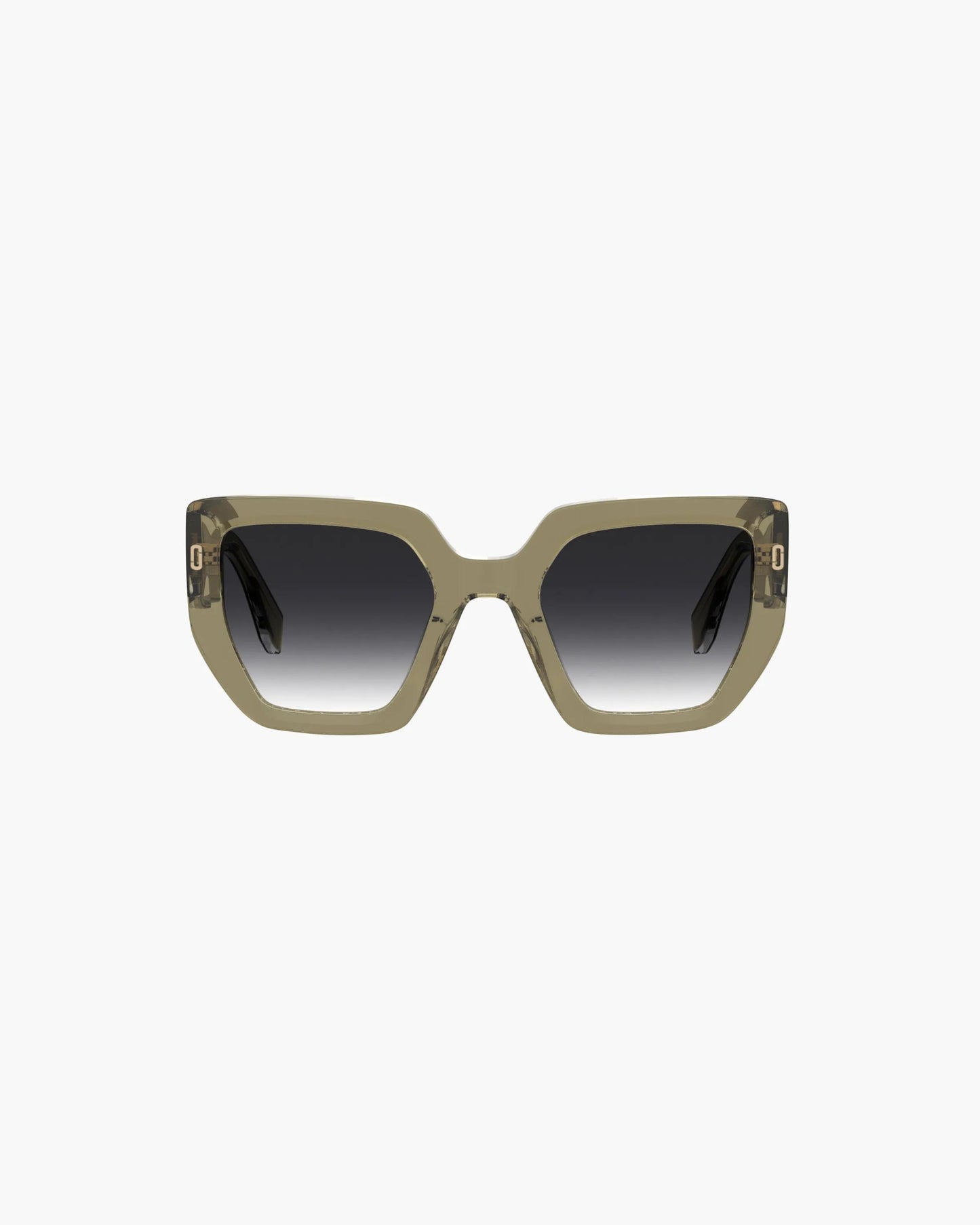 Óculos de Sol Marc Jacobs The J Marc Square Sunglasses, Acetato, cor Verde Oliva, detalhe da haste | Original Exports