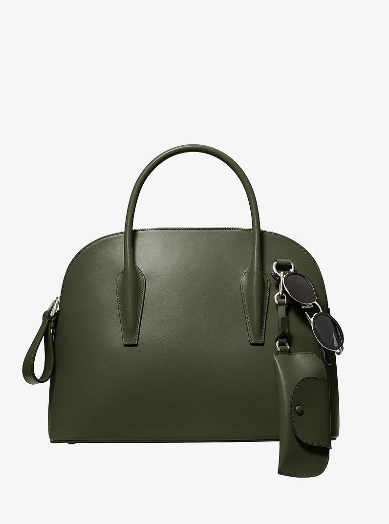 Kaitlin Large Leather Dome Satchel in BLACK