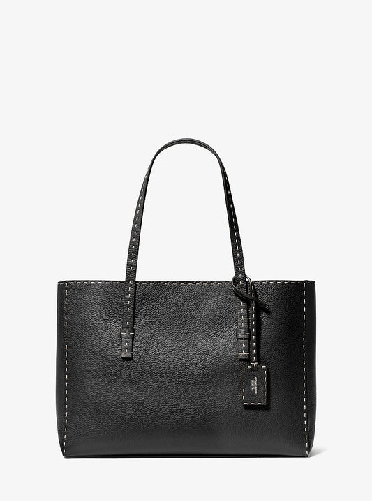 Michael Kors Sharon Hand-Stitched Pebbled Leather Tote Bag | Limited Edition — Made in Italy en Black — vista frontal | Original Export