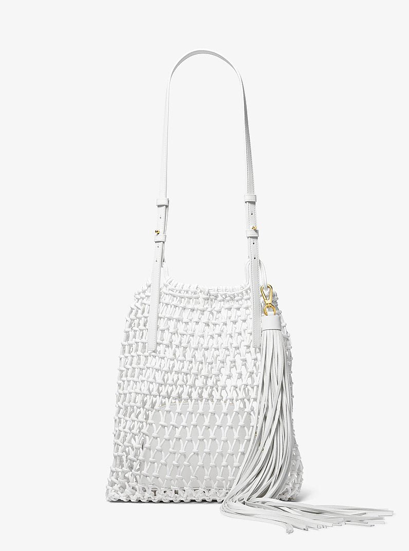 Michael Kors Loli Macrame Shoulder Bag | Limited Edition — Made in Italy en Optic White — vista frontal | Original Export