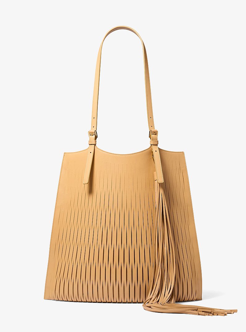 Marianne Perforated Leather Market Bag in ESPRESSO