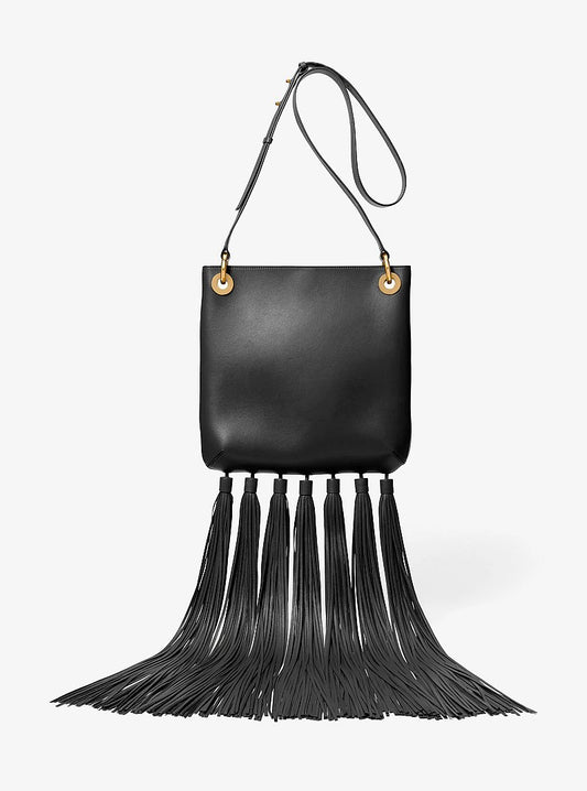 Michael Kors Tate Medium Tassel Leather Crossbody Bag | Limited Edition — Made in Italy en Cashew — vista frontal | Original Export