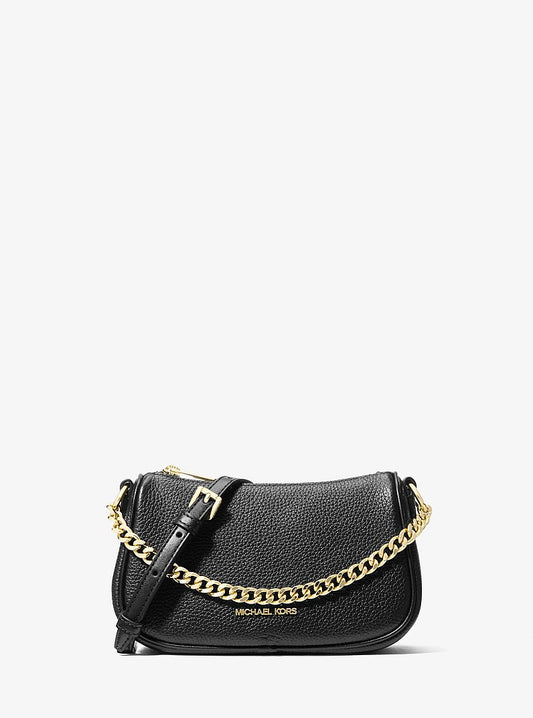 Michael Kors Carmela Small Pebbled Leather Convertible Crossbody Bag en Black — vista frontal | Original Export