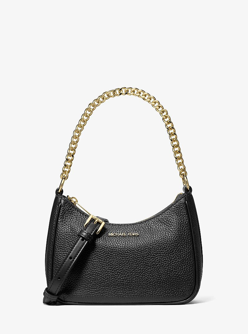 Bolsa Michael Kors Jet Set Travel Small Pebbled Leather Convertible Crossbody Bag, Couro Pebbled, cor Preto, vista frontal | Original Exports