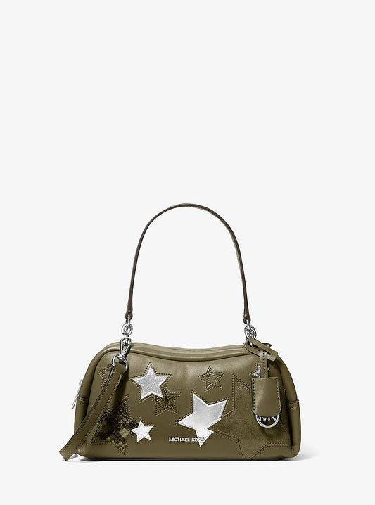 Michael Kors Cecily Small Embellished Shoulder Bag en Olive — vista frontal | Original Export
