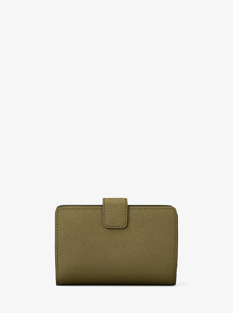 Carteira Michael Kors Medium Crossgrain Leather Wallet, Couro Crossgrain, cor Oregano (Verde Musgo), vista interna | Original Exports