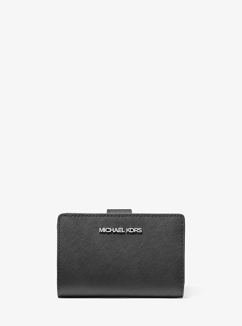 Carteira Michael Kors Medium Saffiano Leather Wallet, Couro Saffiano, cor Preto, vista frontal | Original Exports