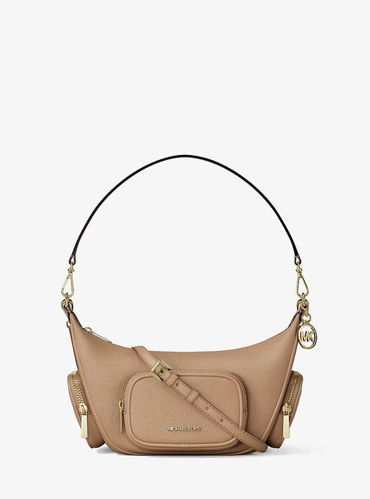 Michael Kors Merritt Small Pebbled Leather Crossbody Bag en Camel — vista frontal | Original Export