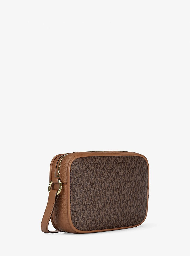 Michael Kors Jet Set Travel Large Signature logo Camera Crossbody Bag en Brown — vista trasera | Original Export