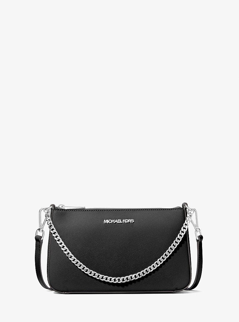 Michael Kors Jet Set Medium Saffiano Leather Crossbody Bag en Black — vista frontal | Original Export