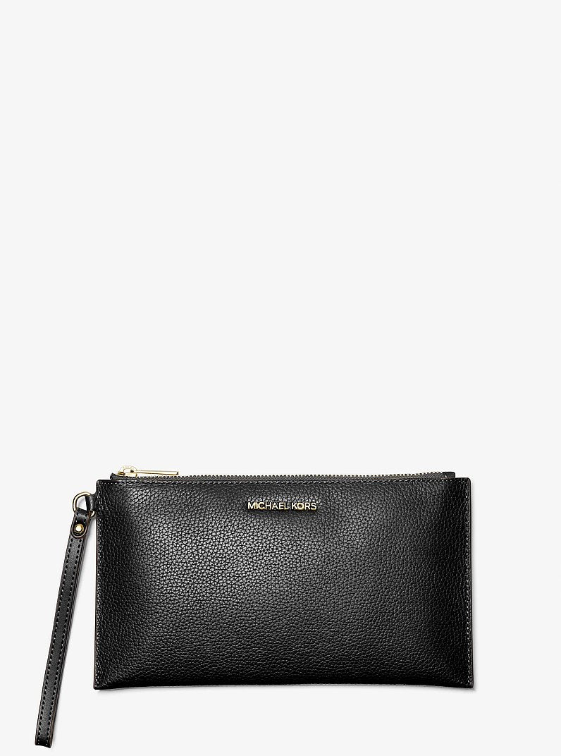 Nécessaire Michael Kors Jet Set Travel Large Pebbled Leather Pouch, Couro Pebbled, cor Preto, vista frontal | Original Exports