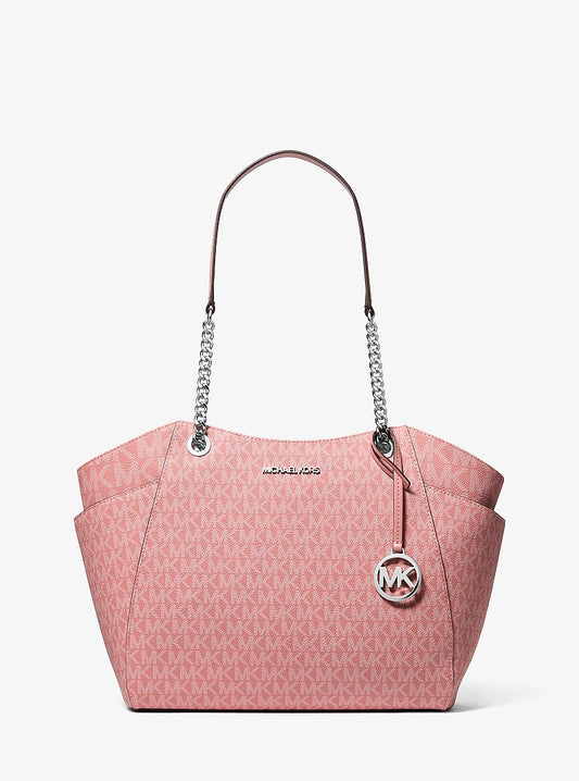 Michael Kors Jet Set Large Signature Logo Shoulder Bag en Sunset Rose — vista frontal | Original Export
