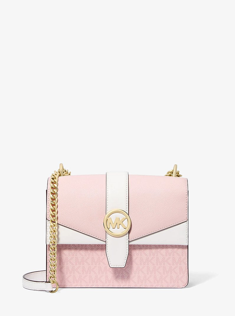 Greenwich Small Color-Block Signature Logo Crossbody Bag in PWD BLSH MLT | Michael Kors