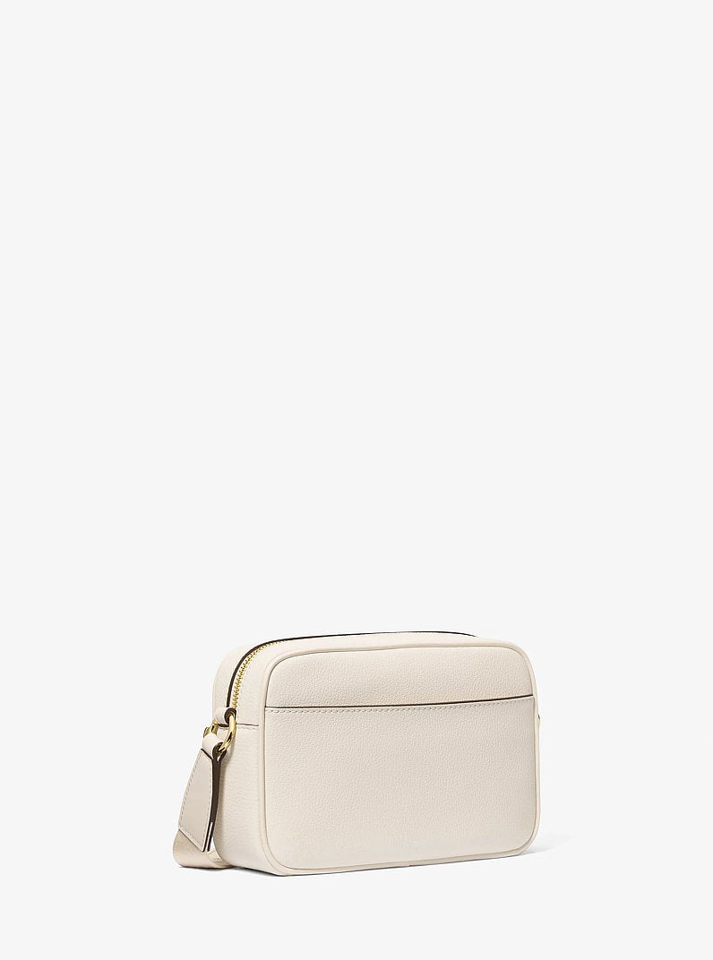 Michael Kors Jet Set Travel Medium Leather Messenger Bag en Lt Cream — vista trasera | Original Export