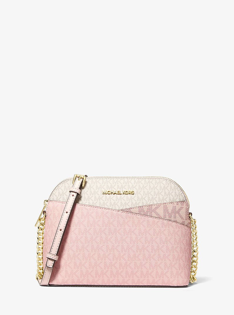 Jet Set Travel Medium Color-Block Signature Logo Crossbody Bag in PWD BLSH MLT | Michael Kors