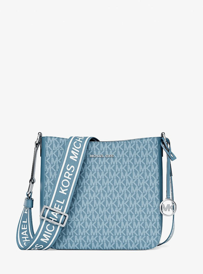 Michael Kors Jet Set Signature Logo Messenger Bag en Denim — vista frontal | Original Export