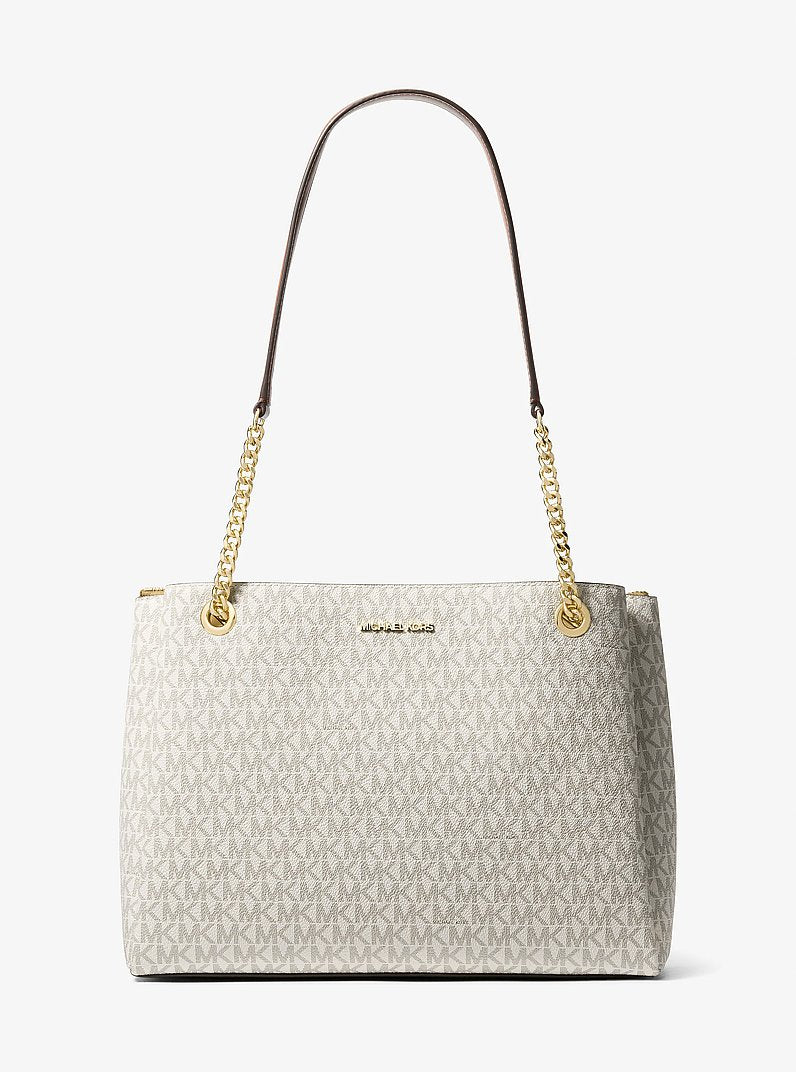 Bolsa Michael Kors Soho Medium Signature Logo Tote Bag, Lona com Logo Signature, cor Vanilla (Bege Claro), vista frontal | Original Exports