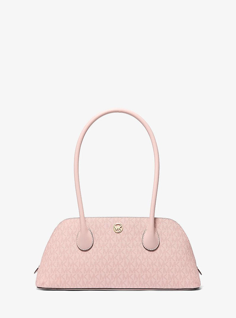 Michael Kors Petra Medium Signature Logo Shoulder Bag en Powder Blush — vista frontal | Original Export