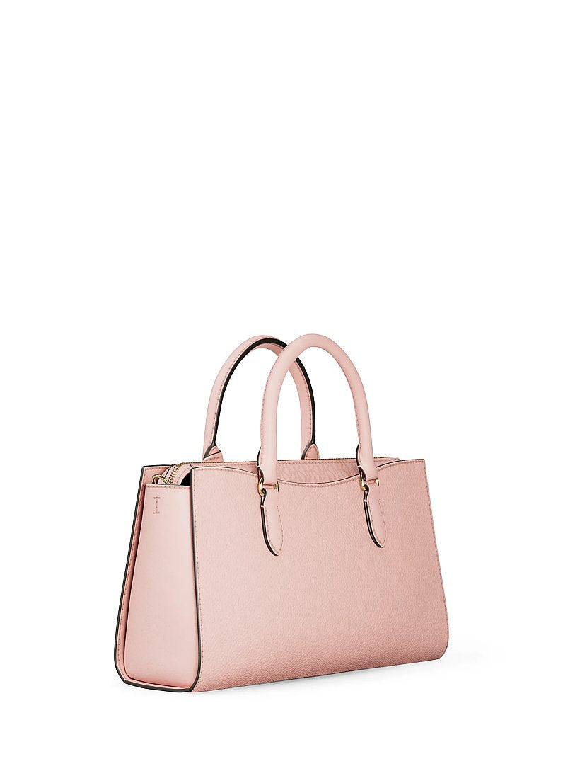 Bolsa Michael Kors Arden Medium Leather Top-Zip Satchel, Couro Pebbled, cor Powder Blush (Rosa Empoeirado), detalhe do material | Original Exports