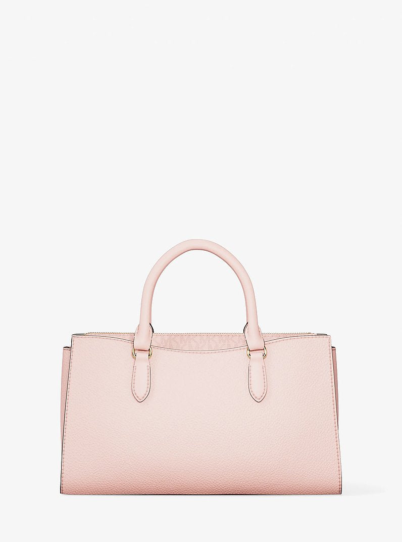 Bolsa Michael Kors Arden Medium Leather Top-Zip Satchel, Couro Pebbled, cor Powder Blush (Rosa Empoeirado), vista adicional 5 | Original Exports