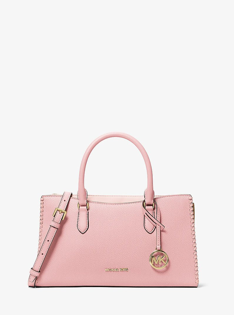 Bolsa Michael Kors Arden Medium Satchel, Couro Vegano, cor Powder Blush (Rosa Empoeirado), vista frontal | Original Exports