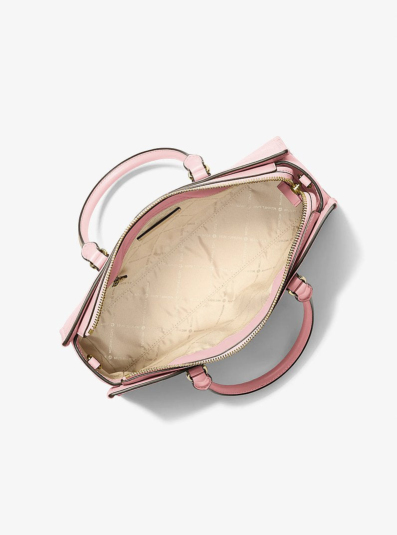 Bolsa Michael Kors Arden Medium Satchel, Couro Vegano, cor Powder Blush (Rosa Empoeirado), vista lateral | Original Exports