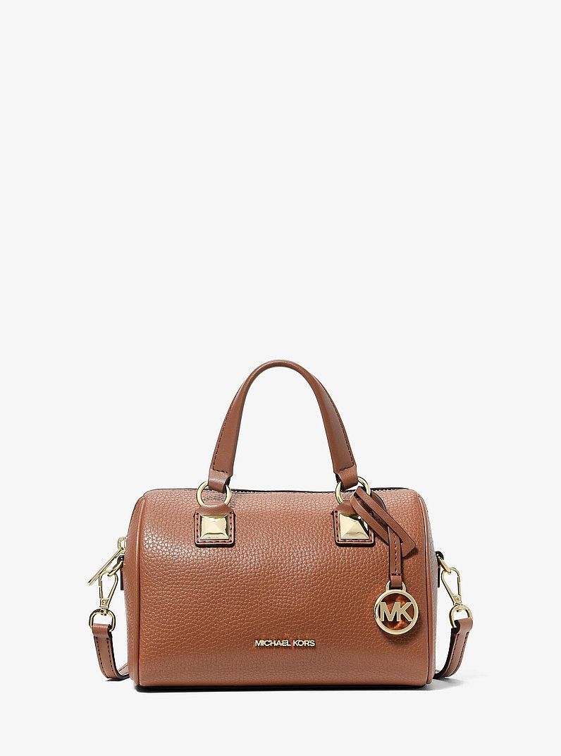 Michael Kors Grayson Small Pebbled Leather Duffel Crossbody Bag en Navy — vista frontal | Original Export
