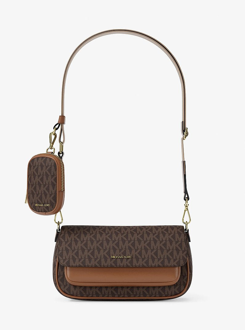 Michael Kors Jet Set Travel Small Signature Logo Crossbody Bag With Pouch en Brown — vista frontal | Original Export