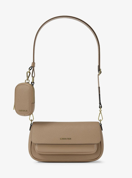 Michael Kors Jet Set Travel Small Pebbled Leather Crossbody Bag With Pouch en Pale Ocean — vista frontal | Original Export
