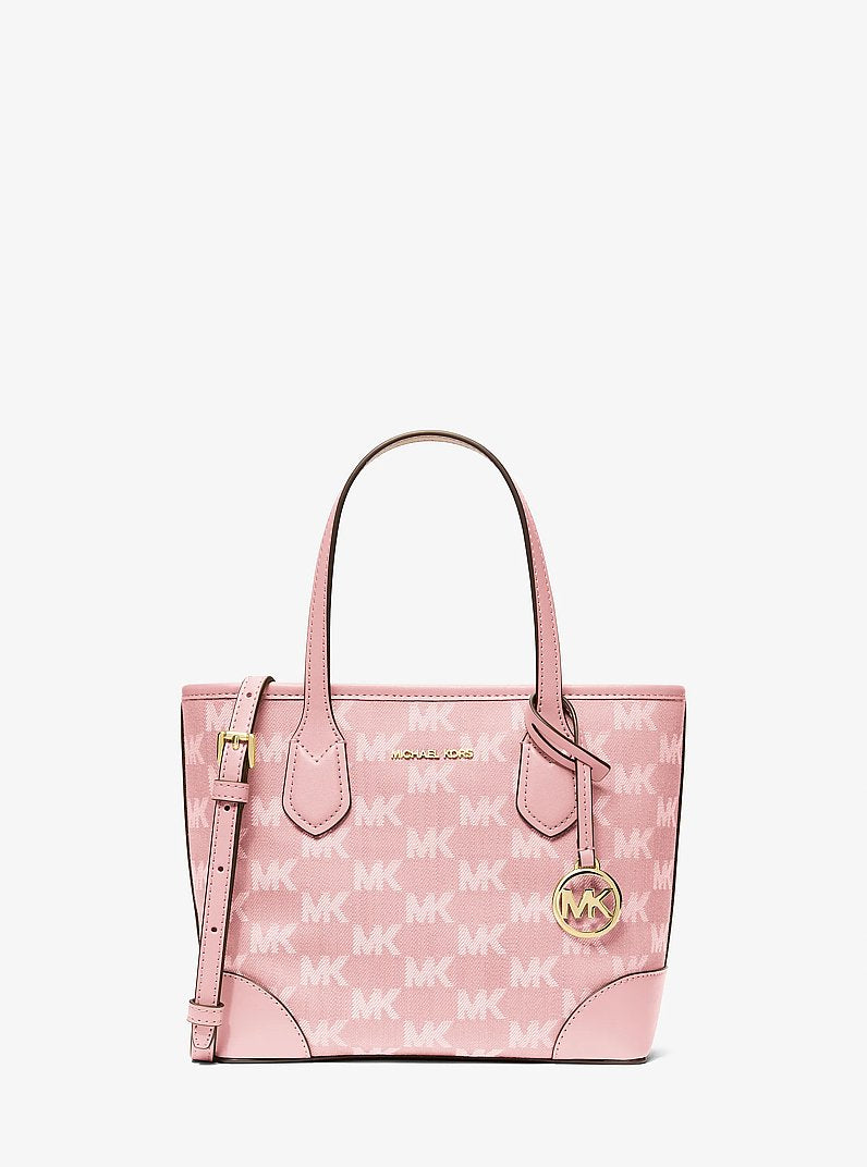 Eva Extra-Small Logo Jacquard Convertible Tote Bag in POWDER BLUSH