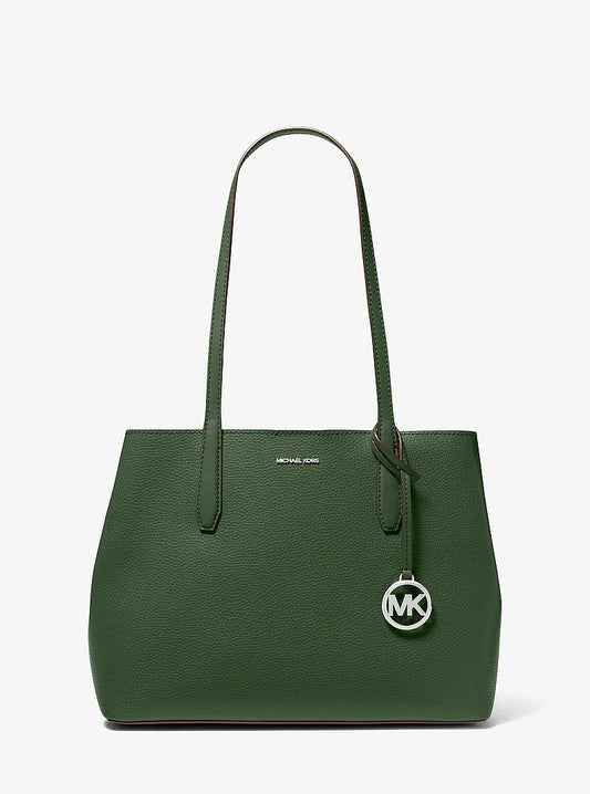 Avalon Medium Pebbled Leather Tote Bag in AMAZON GREEN