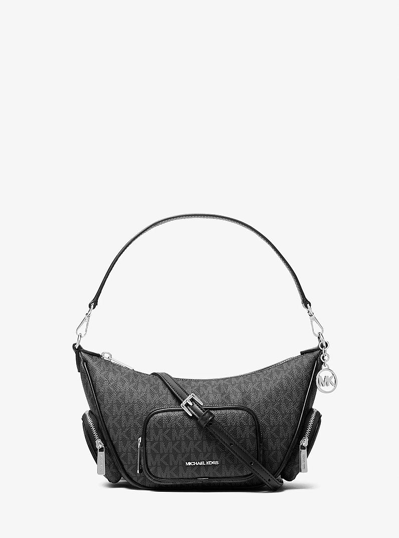 Michael Kors Merritt Small Signature Logo Convertible Crossbody Bag en Black — vista frontal | Original Export