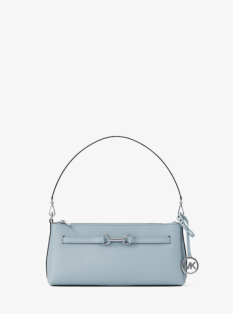 Carson Small Pebbled Leather Convertible Crossbody Bag in PALE OCEAN
