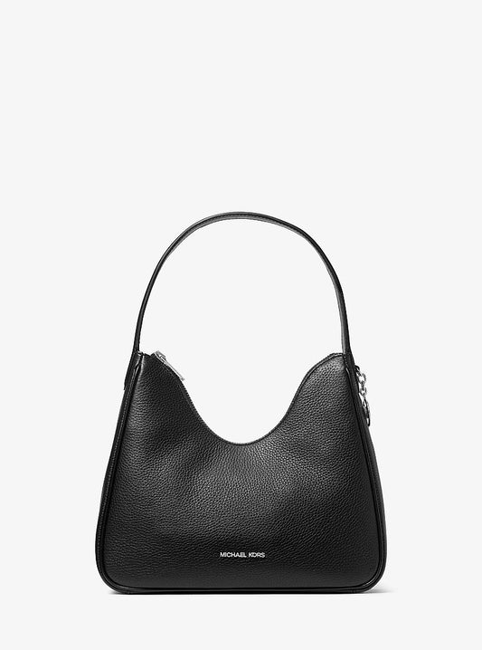 Michael Kors Nayla Small Pebbled Leather Hobo Shoulder Bag en Pearl Grey — vista frontal | Original Export