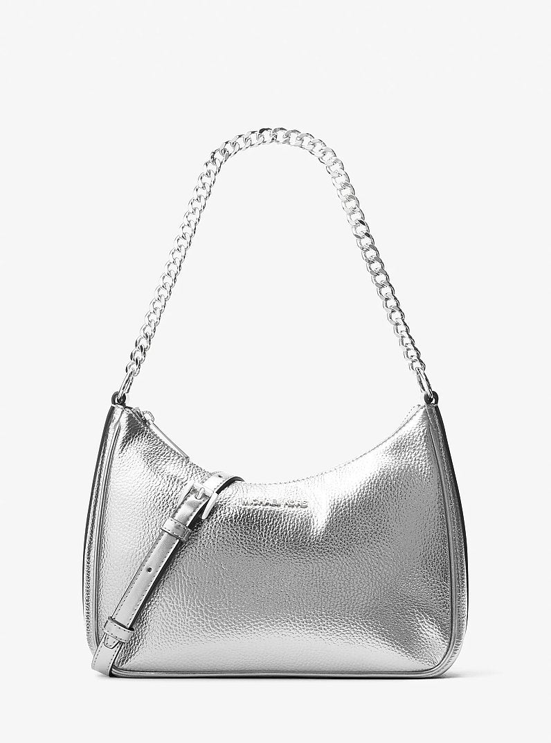 Jet Set Travel Large Metallic Convertible Crossbody Bag in SILVER | Michael Kors