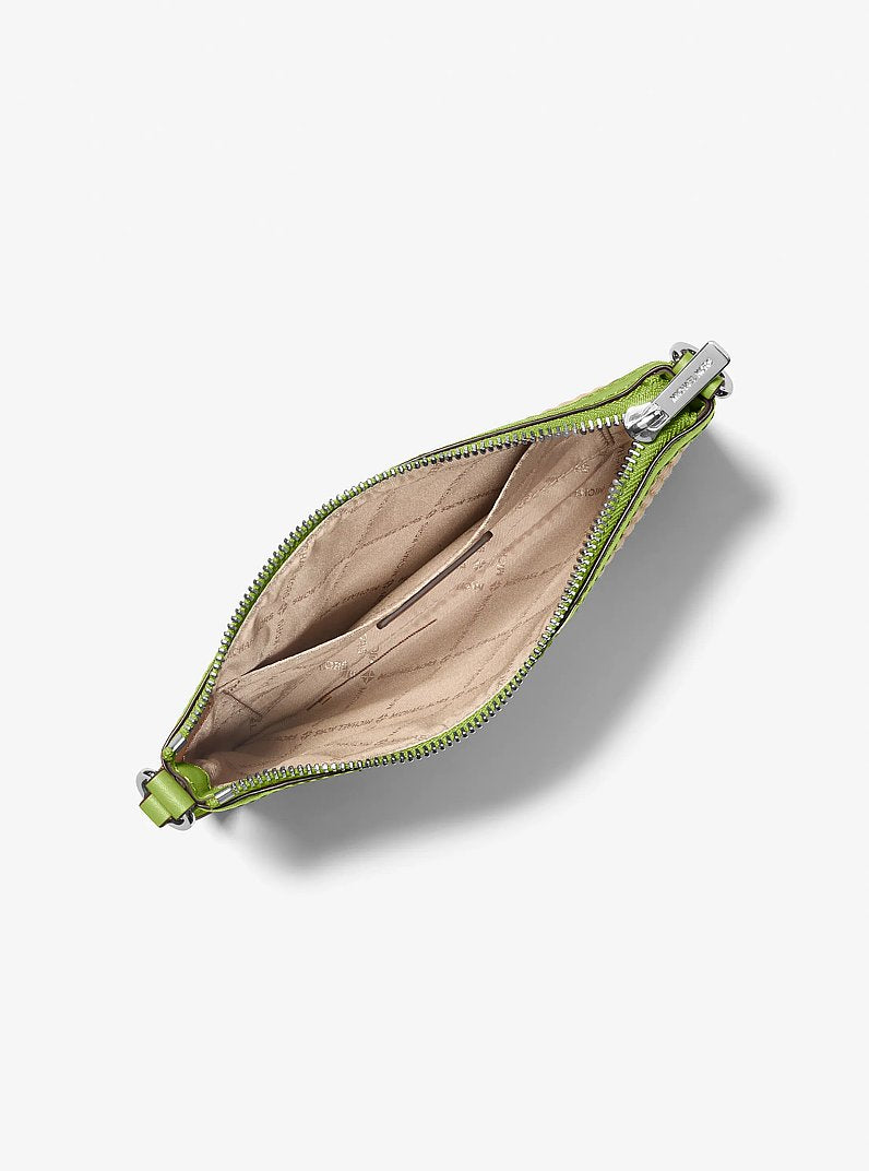 Carteira de Pulso Michael Kors Jet Set Travel Small Woven Wristlet, Trançado, cor Lima (Verde Limão), vista lateral | Original Exports