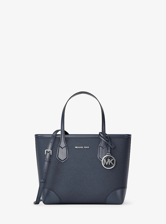 Michael Kors Eva Extra-Small Saffiano Leather Convertible Tote Bag en Navy — vista frontal | Original Export